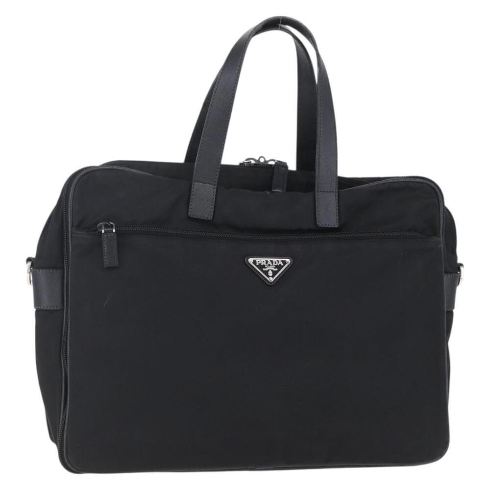 PRADA Business Bag Nylon Black Silver Auth ka390 - Picture 1 of 16